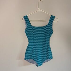 Seea Tofino One Piece in Aqua and Teal Striped Pattern